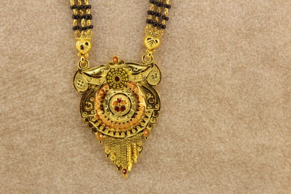Gold plated Mangalsutra with Three Layers Black moti Chain