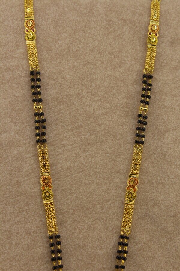 Gold plated Mangalsutra with Two Layers Black moti Chain - Image 2