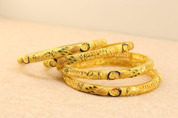 Set of 4 Gold plated Bangles with Meenakari for Girls and Womens - Image 3