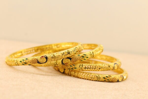 Set of 4 Gold plated Bangles with Meenakari for Girls and Womens