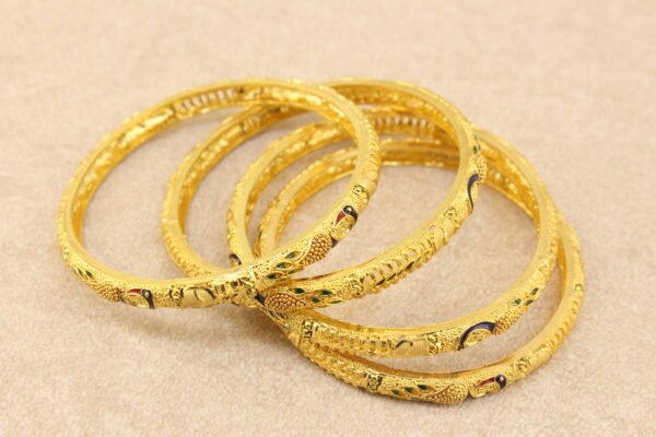 Set of 4 Gold plated Bangles with Meenakari for Girls and Womens - Image 2