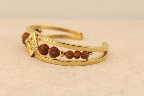 Anti Tarnish Om Bangle with Rudraksha for Boys - Image 2